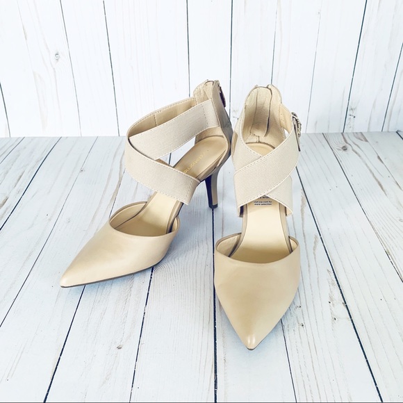 liz claiborne womens keegan pumps elastic pointed toe stiletto heel
